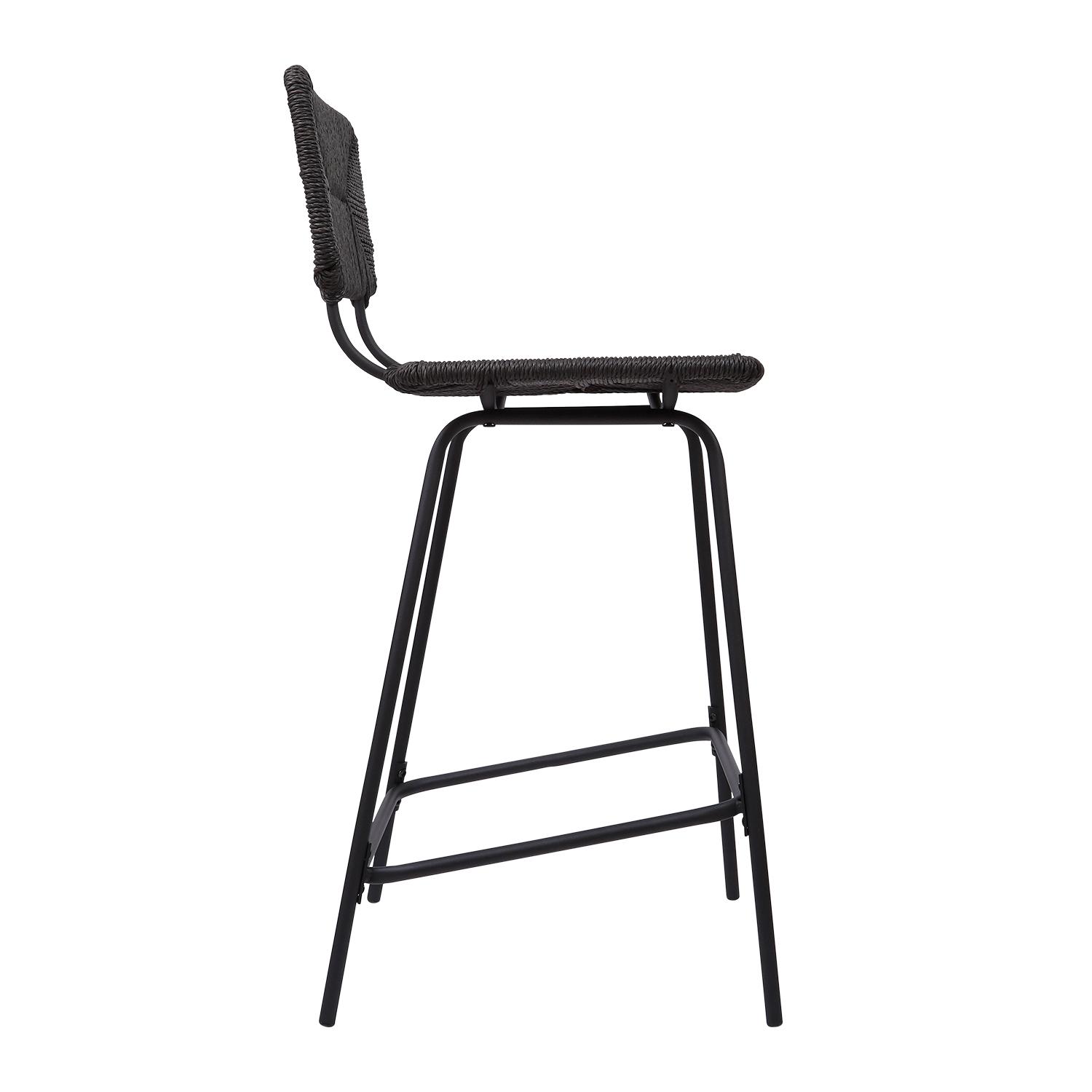 Lot de 2 tabourets d'ilot et bar 65 cm en rotin synthétique et métal