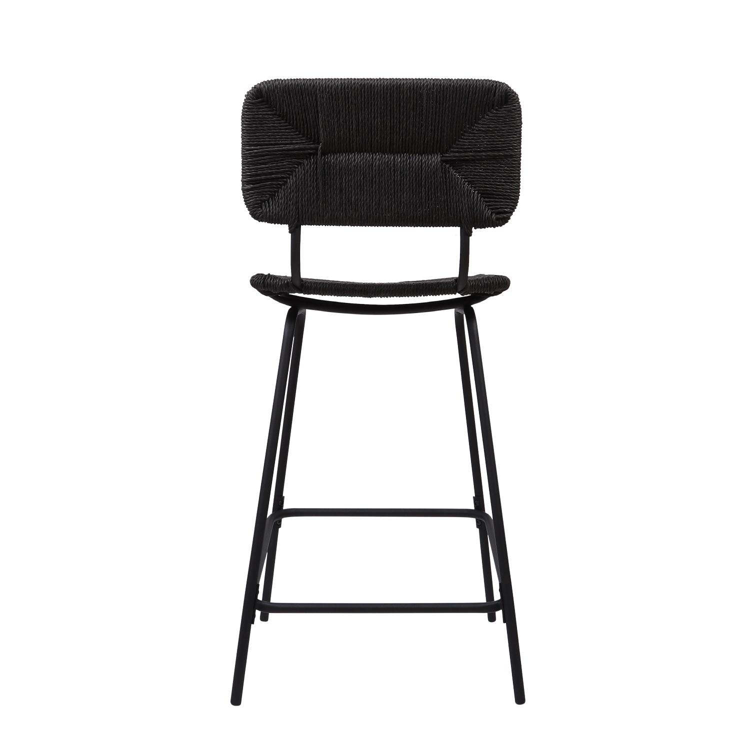 Lot de 2 tabourets d'ilot et bar 65 cm en rotin synthétique et métal