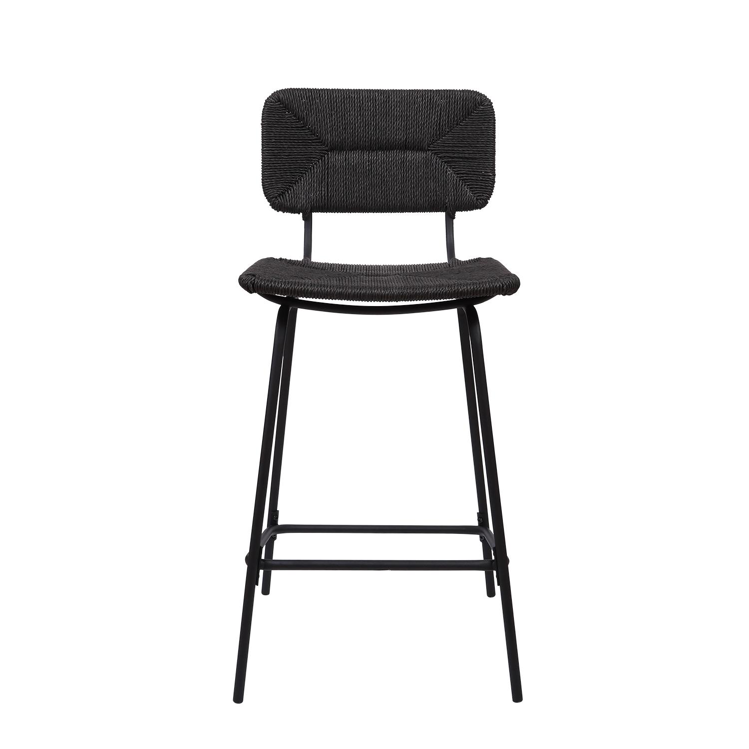 Lot de 2 tabourets d'ilot et bar 65 cm en rotin synthétique et métal