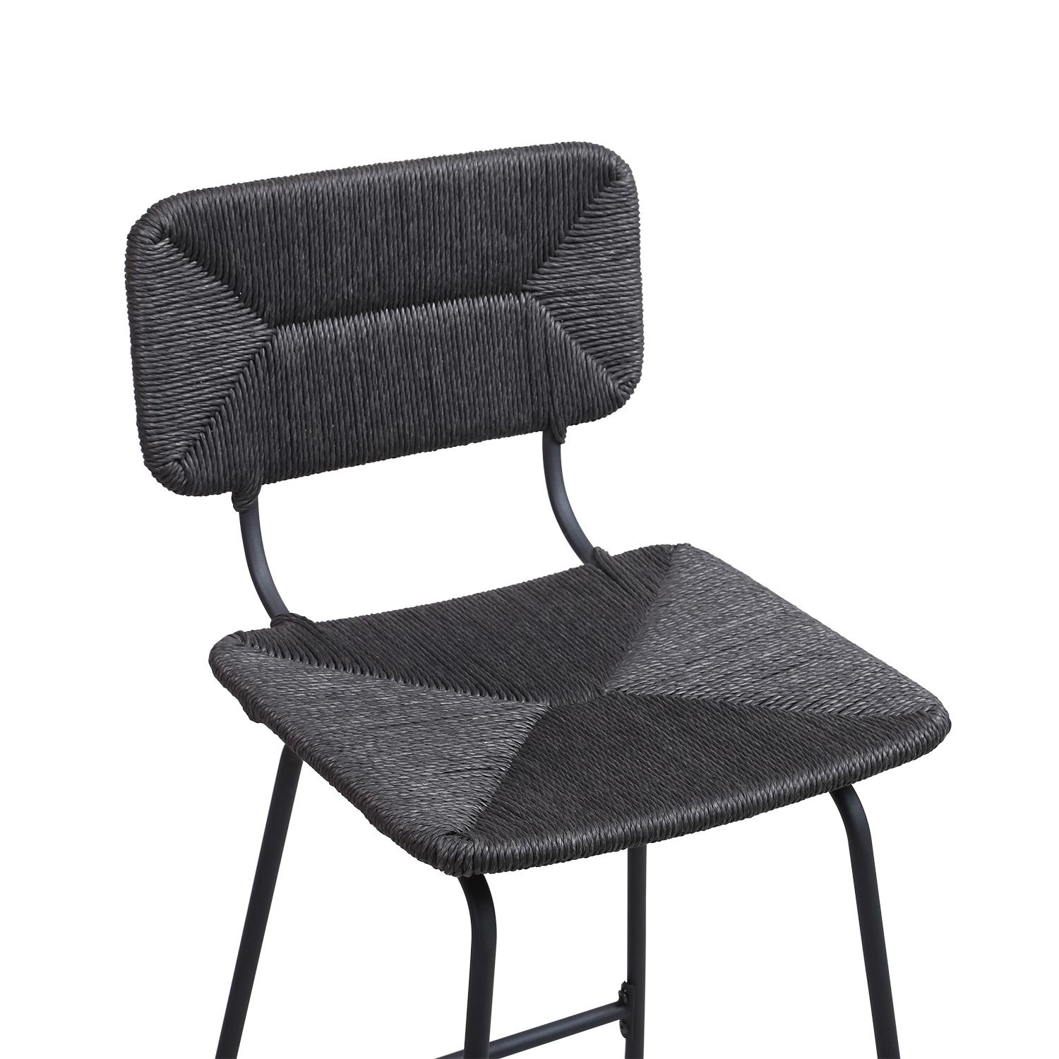 Lot de 2 tabourets de bar et d'ilot 65 cm en rotin synthétique et métal