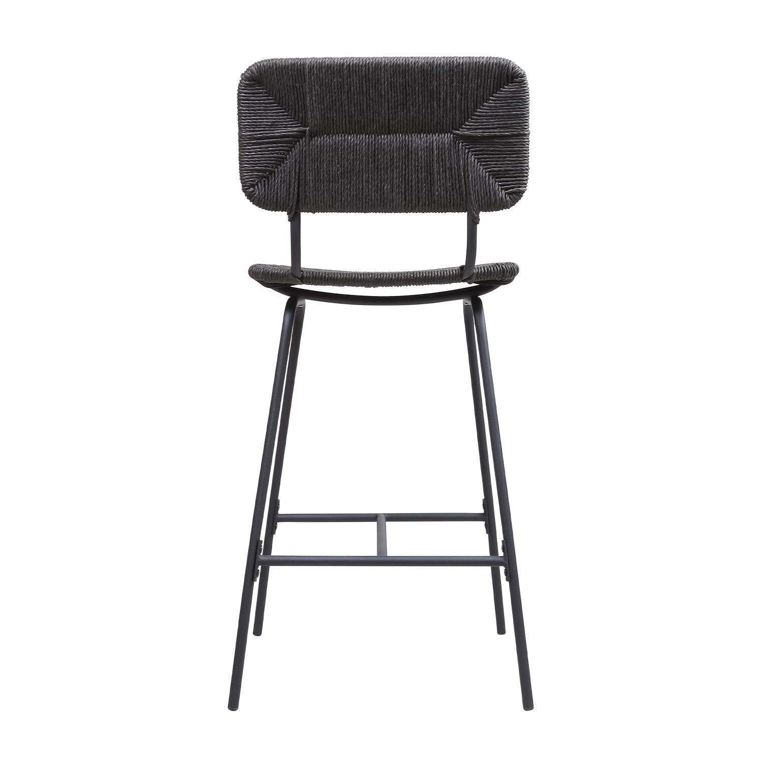 Lot de 2 tabourets de bar et d'ilot 65 cm en rotin synthétique et métal