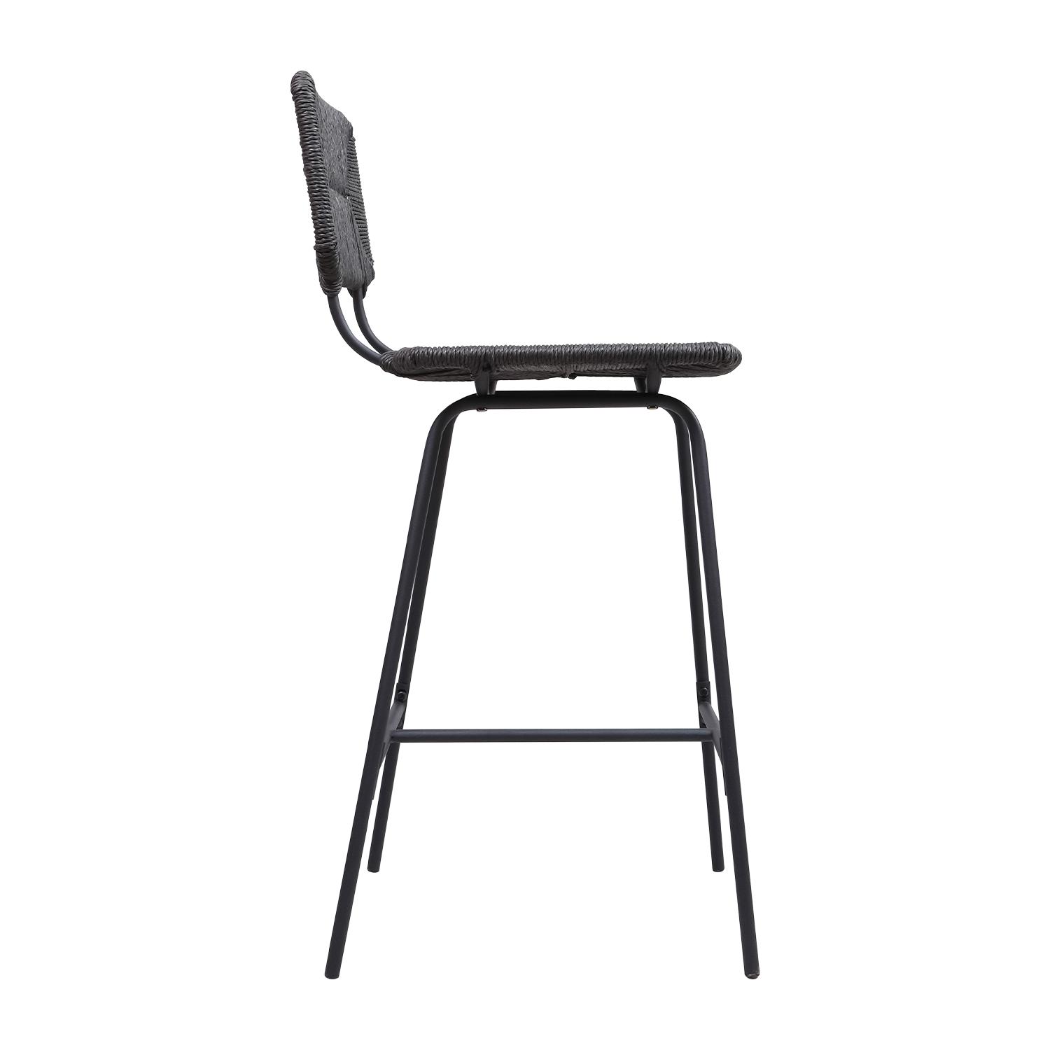 Lot de 2 tabourets de bar et d'ilot 65 cm en rotin synthétique et métal