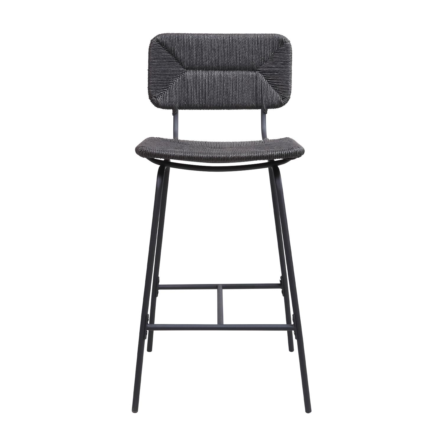 Lot de 2 tabourets de bar et d'ilot 65 cm en rotin synthétique et métal