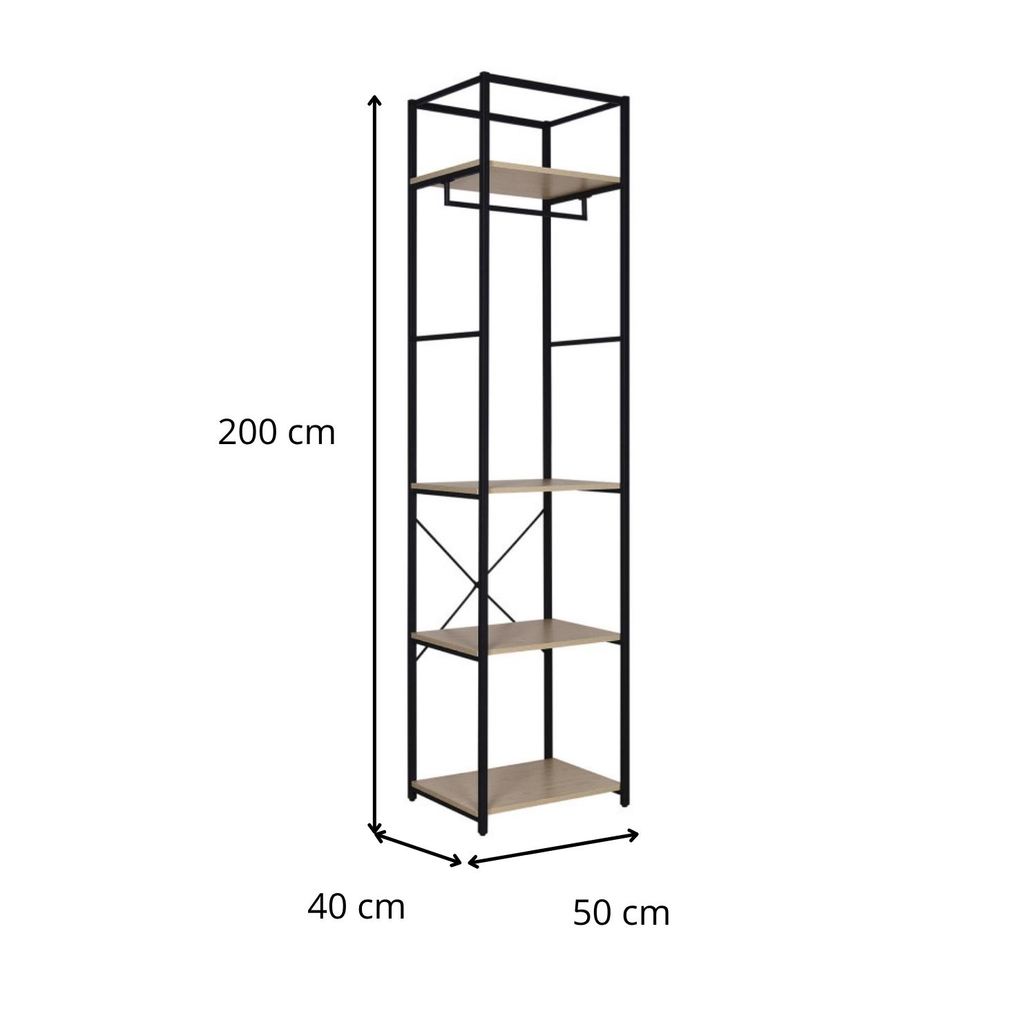 Portant vêtements en bois et métal NOIR L50 x H200cm JUNE