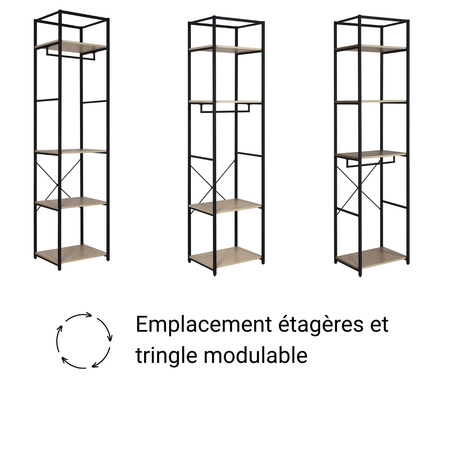 Portant vêtements en bois et métal NOIR L50 x H200cm JUNE