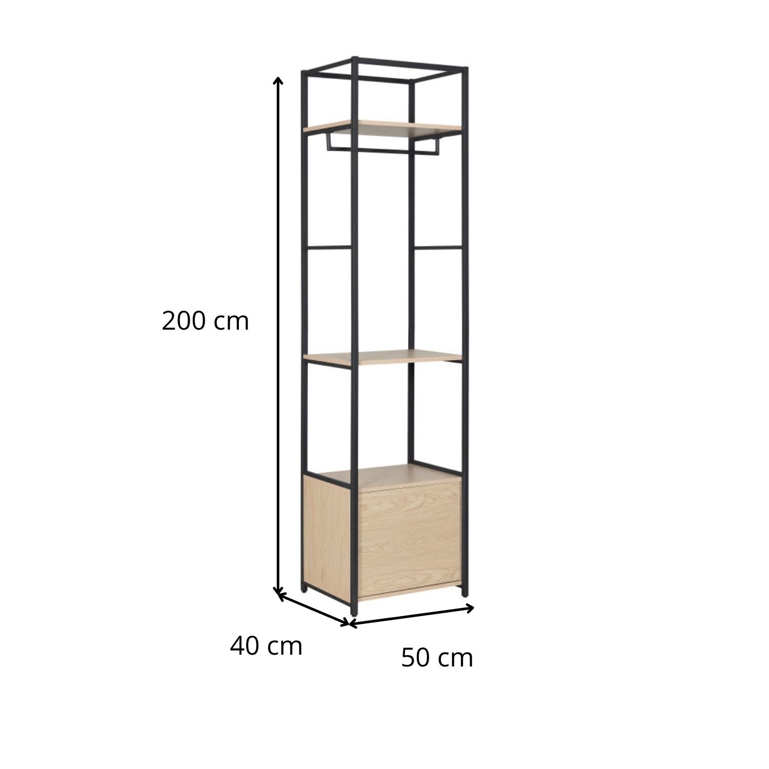Portant vêtements fermé bois et métal noir L50 x H200 cm JUNE