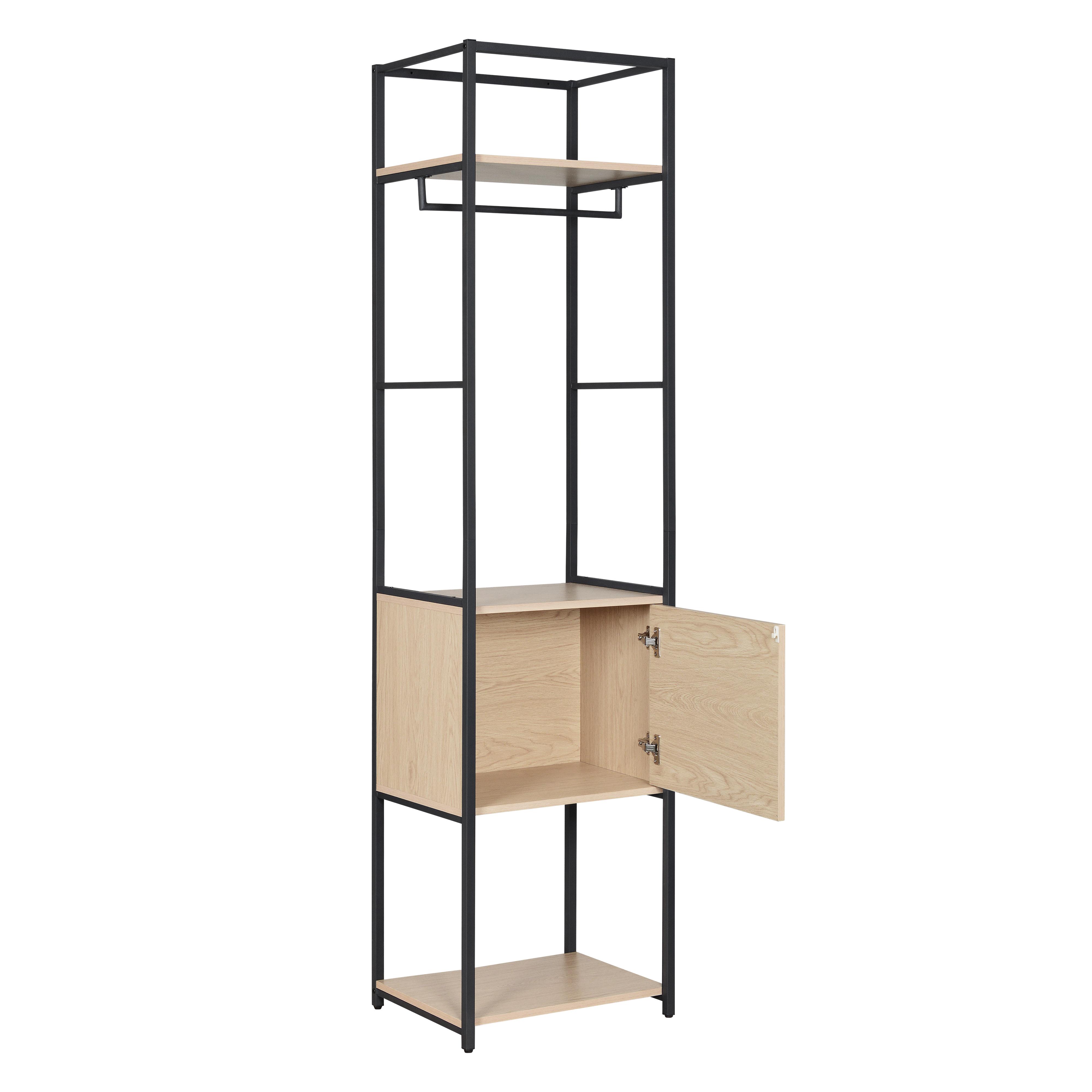 Portant vêtements en bois et métal noir 50x200cm - rangement fermé