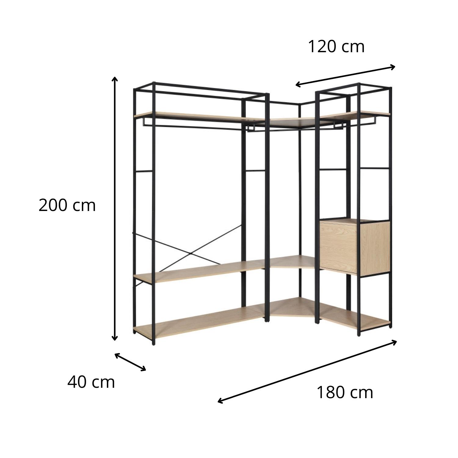 Portants vêtements bois et  métal avec module fermé - Lot de 3 - JUNE