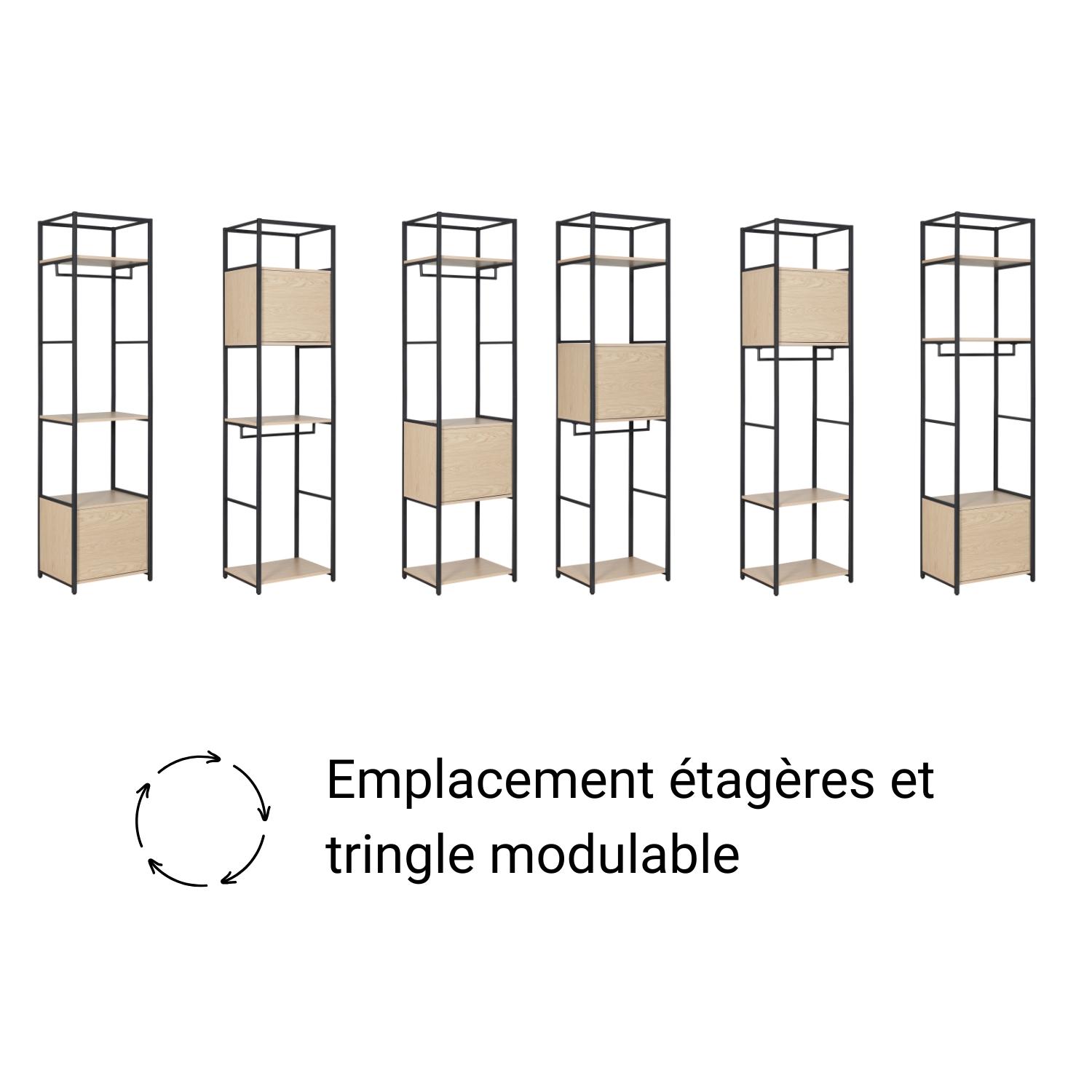 Portants vêtements bois et  métal avec module fermé - Lot de 3 - JUNE