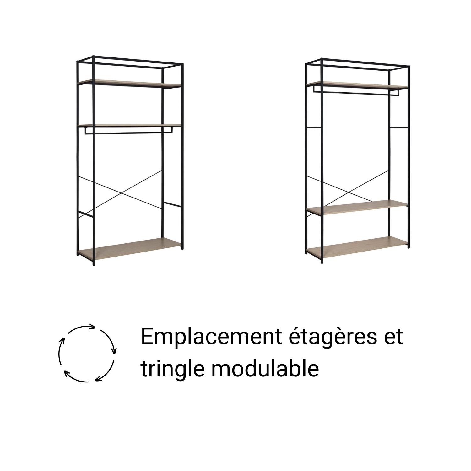 Portants vêtements bois et  métal avec module fermé - Lot de 3 - JUNE