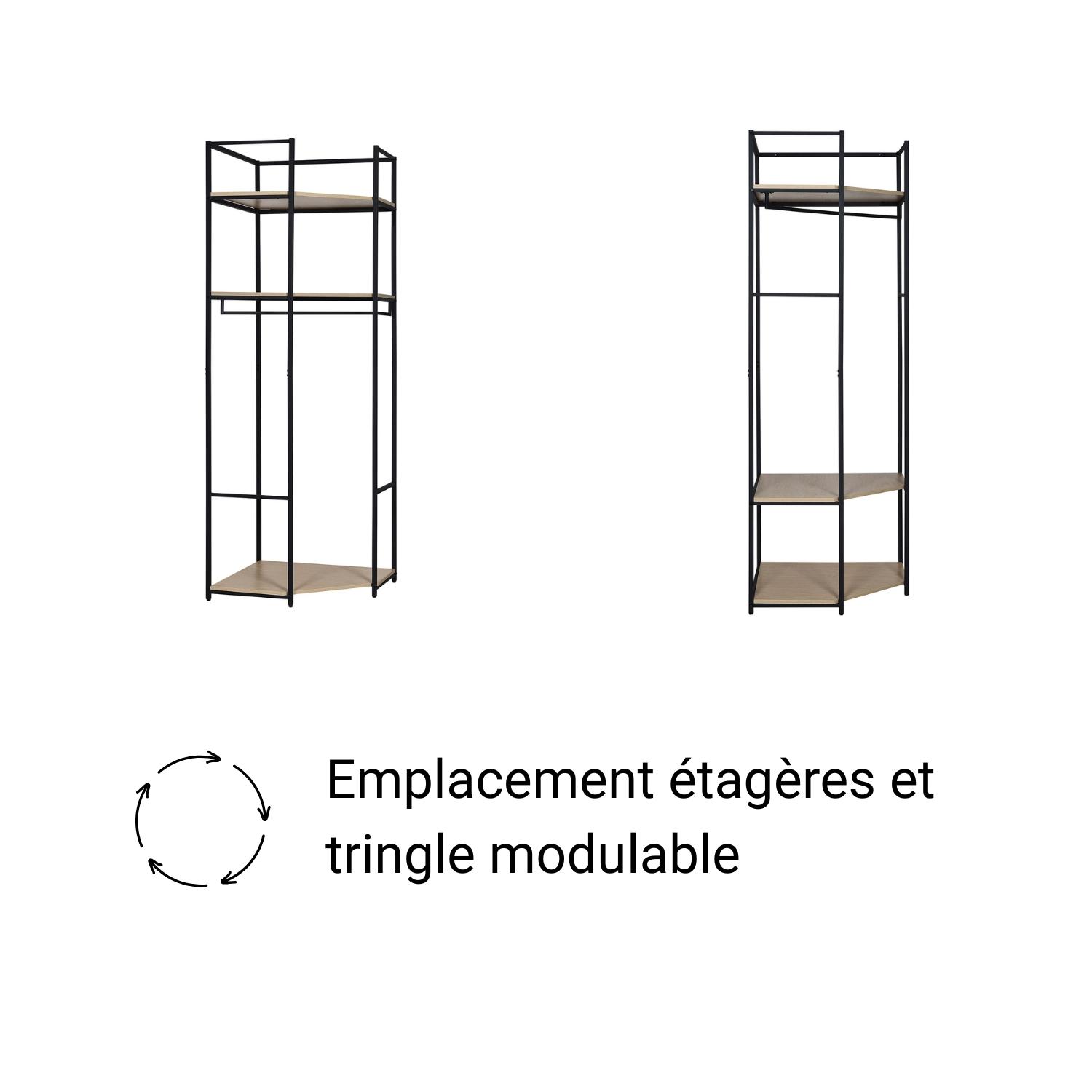Portants vêtements bois et  métal avec module fermé - Lot de 3 - JUNE