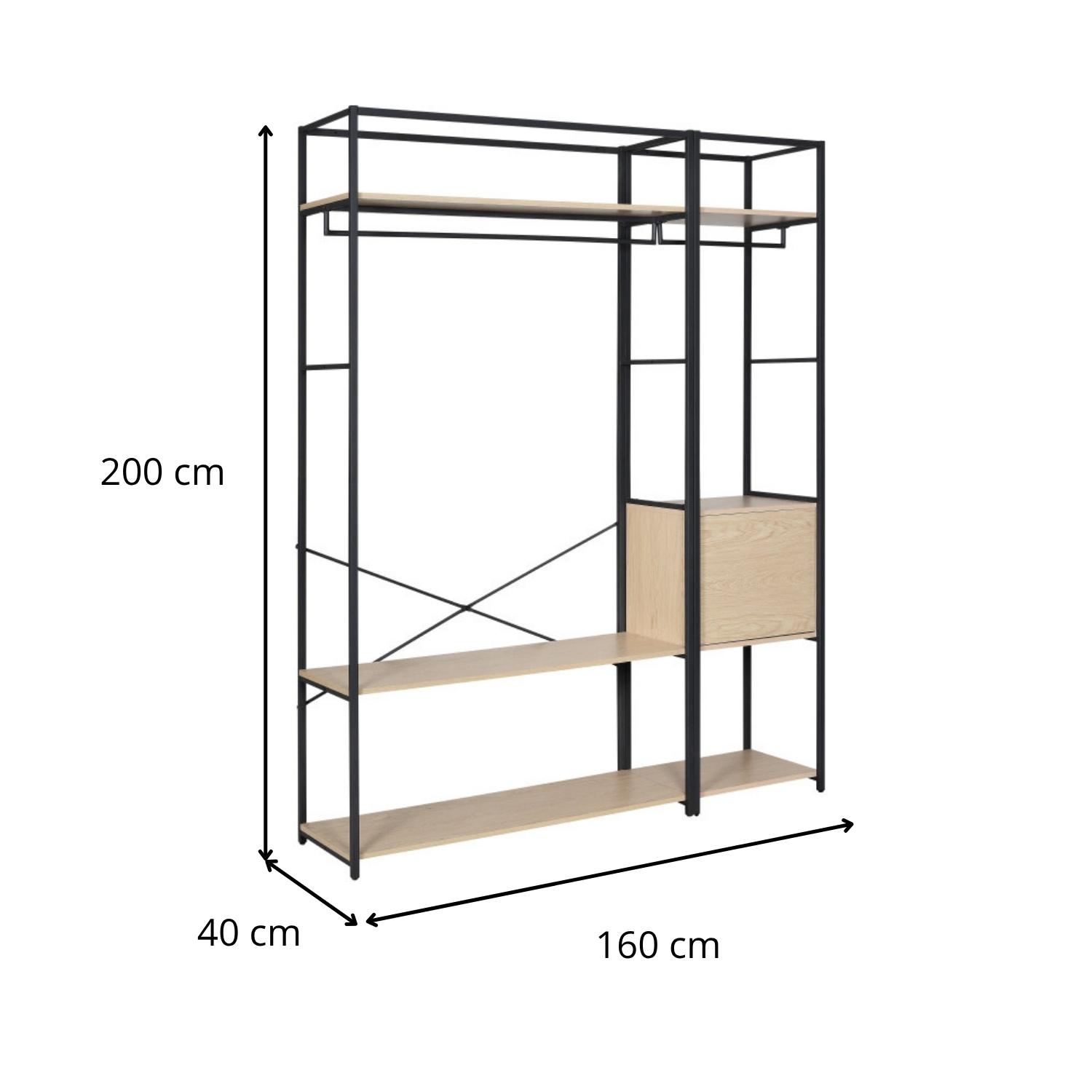 Portants vêtements bois et métal avec module fermé - Lot de 2 - JUNE