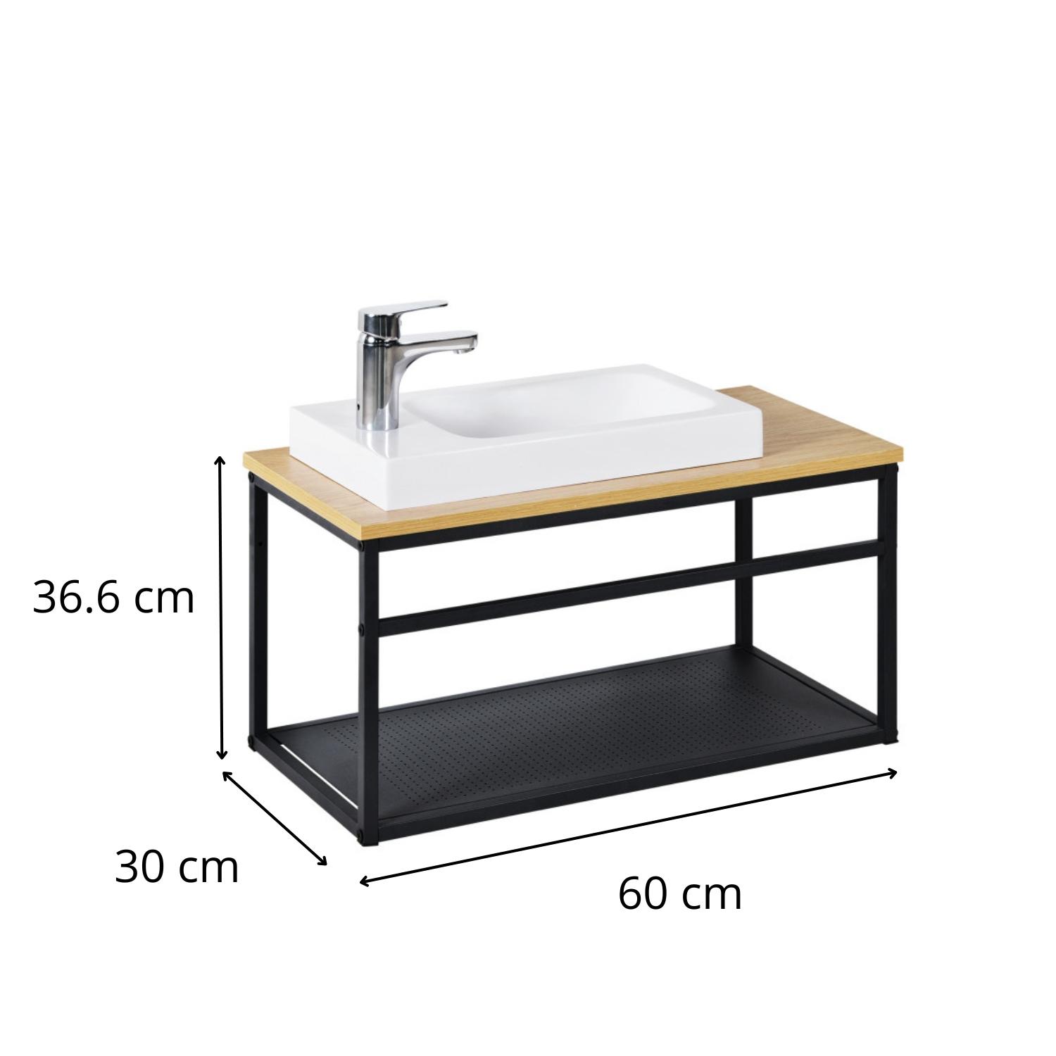 Ensemble meuble lave-mains vasque blanche WILO avec robinet chromé