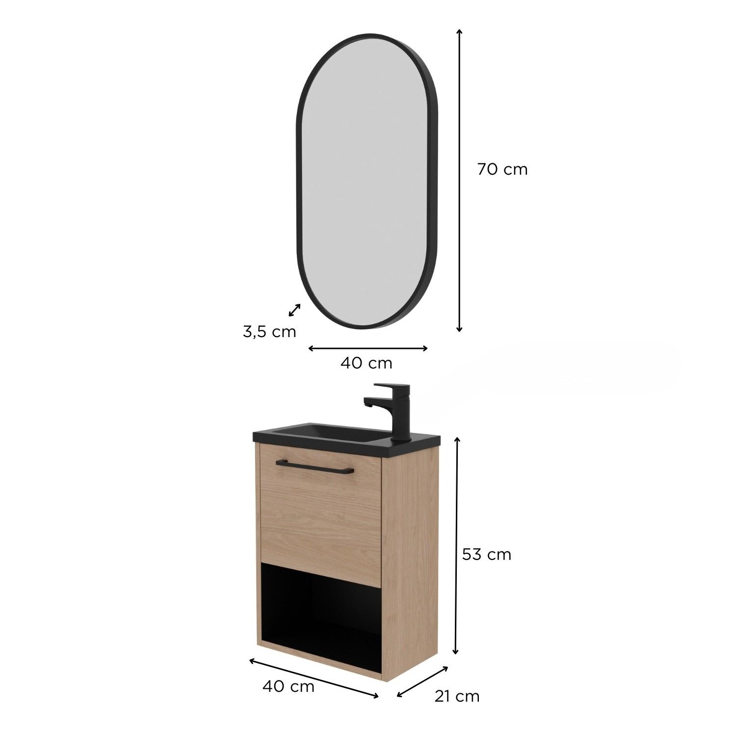 Ensemble meuble lave-mains NIKA + Miroir PEPPER