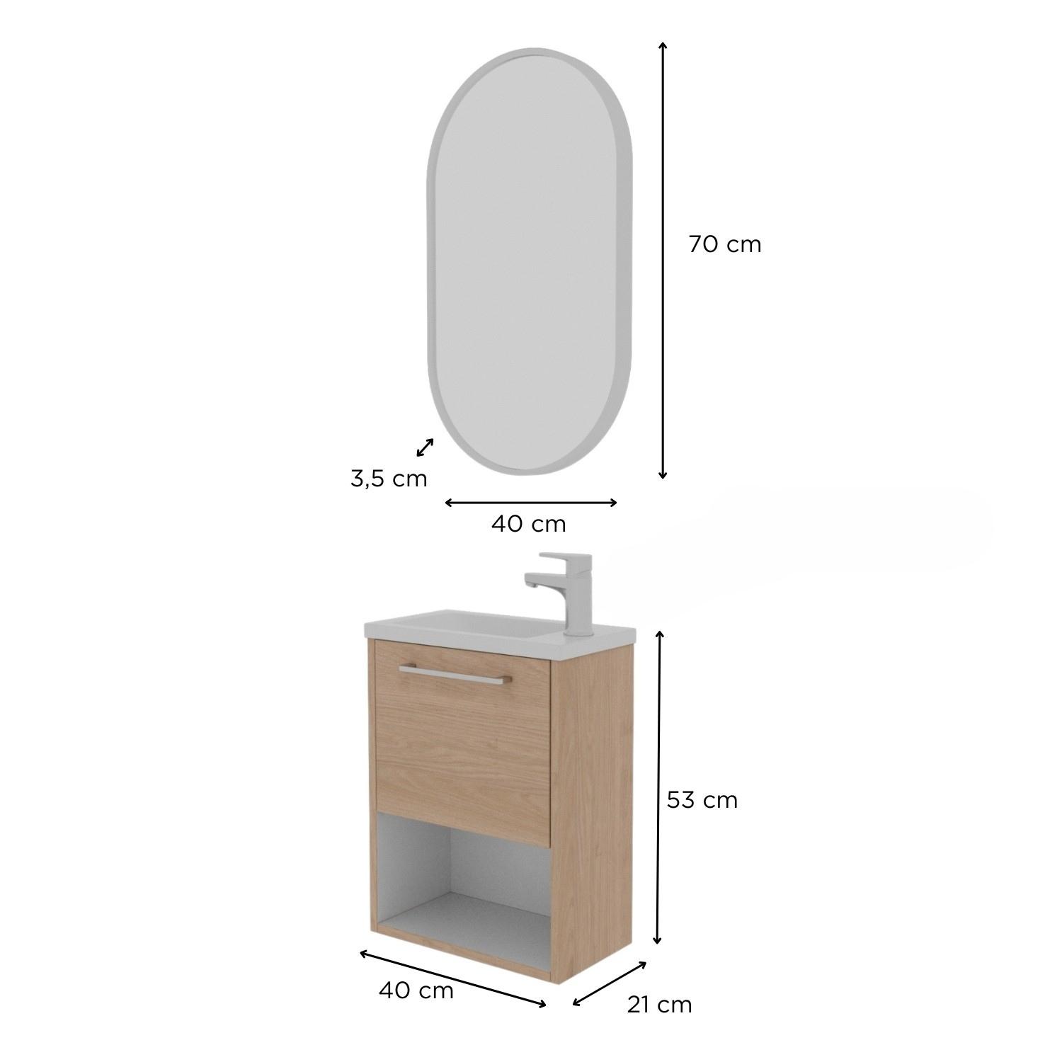 Ensemble meuble lave-mains NIKA + Miroir PEPPER