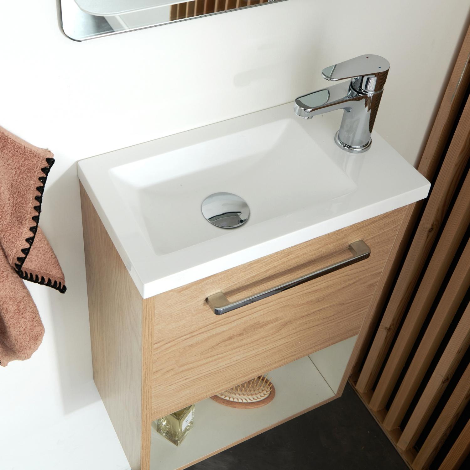 Ensemble meuble lave-mains NIKA + Miroir SIMONA
