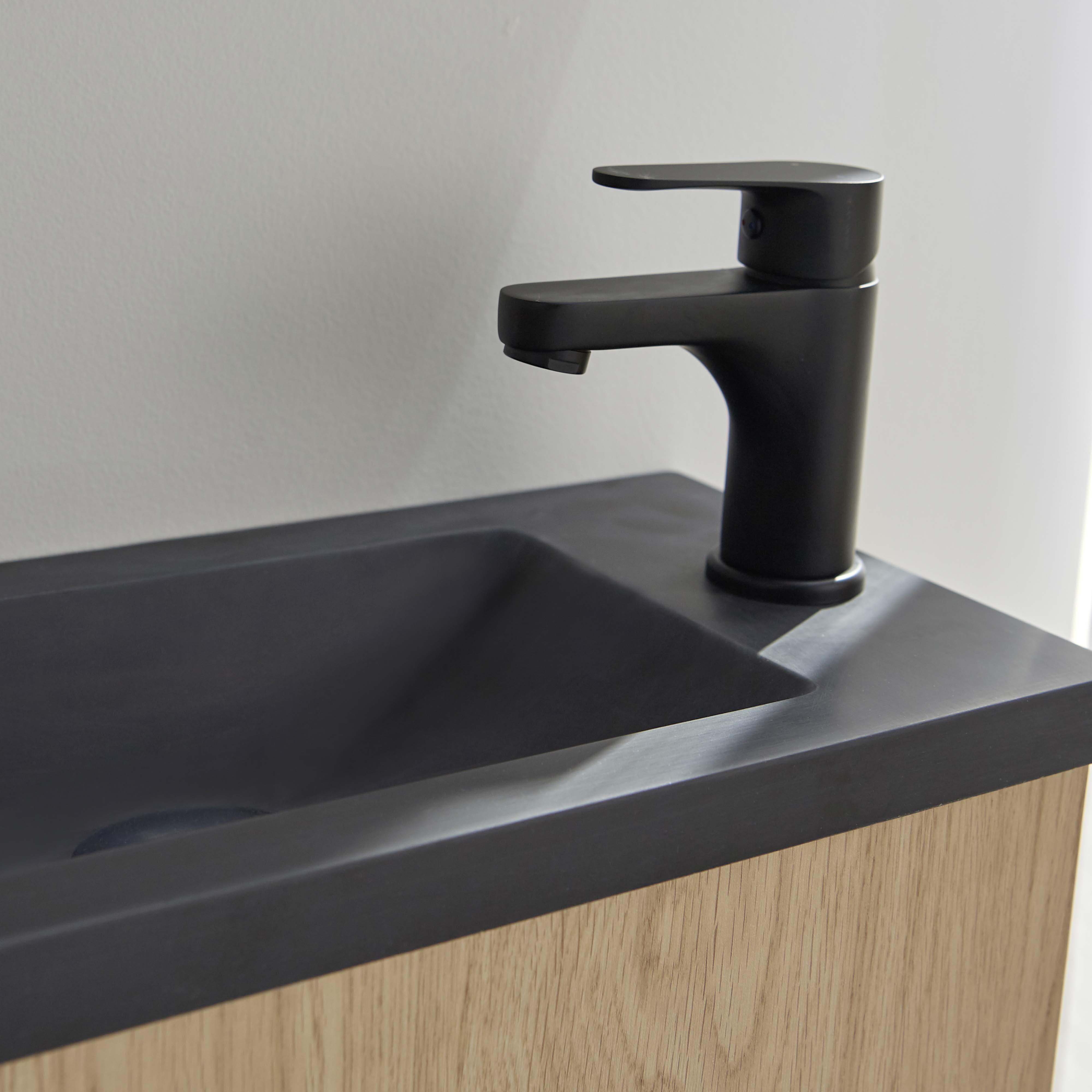 Meuble lave-mains à suspendre noir carbone