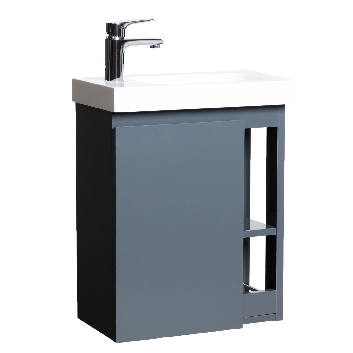 Meuble lave-mains noir vasque blanche HAMPTON