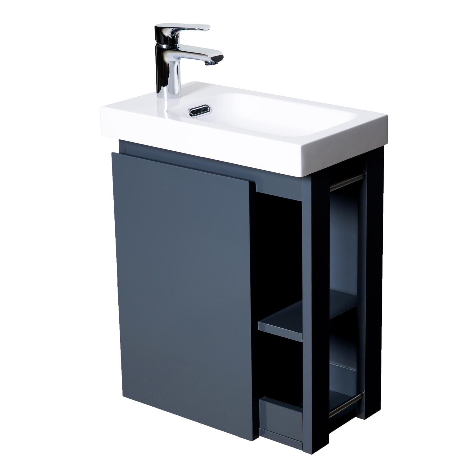 Ensemble meuble lave-mains blanc vasque blanche HAMPTON avec miroir
