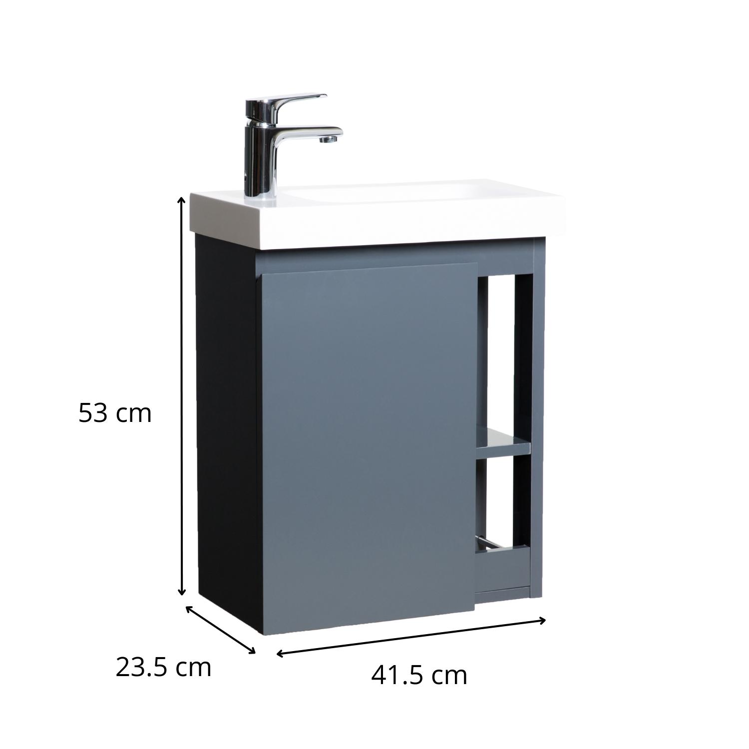 Ensemble lave-mains avec rangement latéral avec robinet chromé
