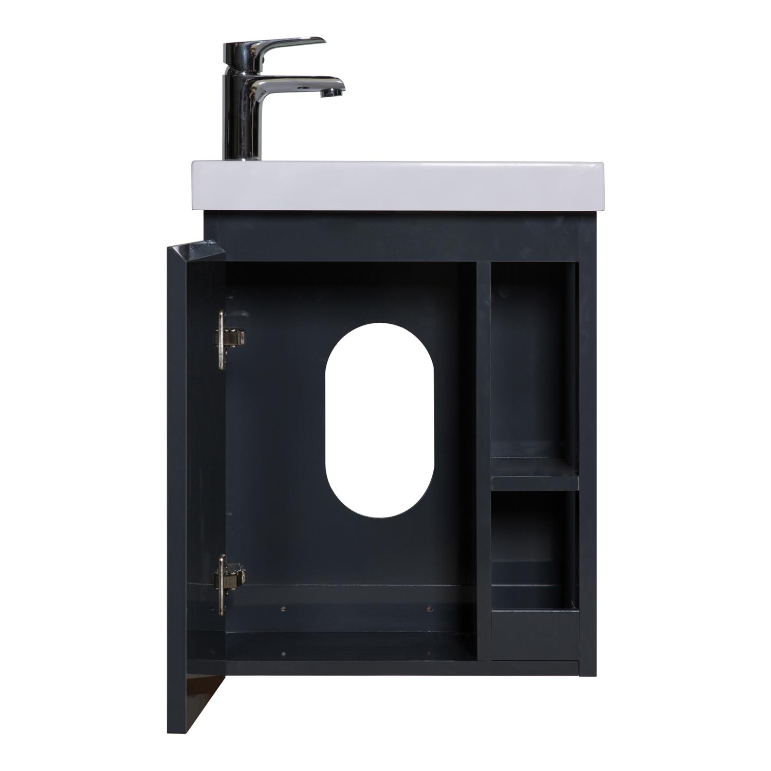 Ensemble lave-mains avec rangement latéral avec robinet chromé