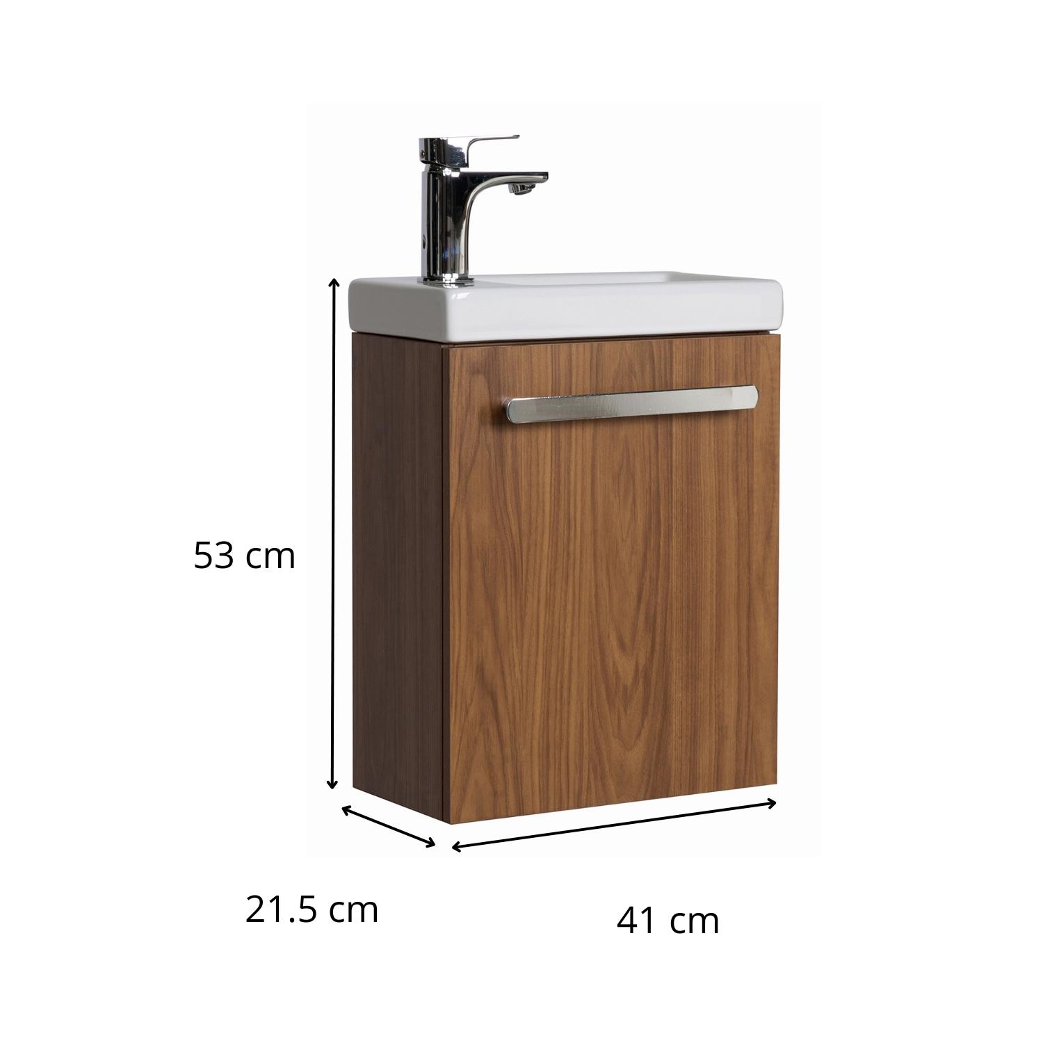 Meuble lave-mains décor chêne vasque noire NEVADA