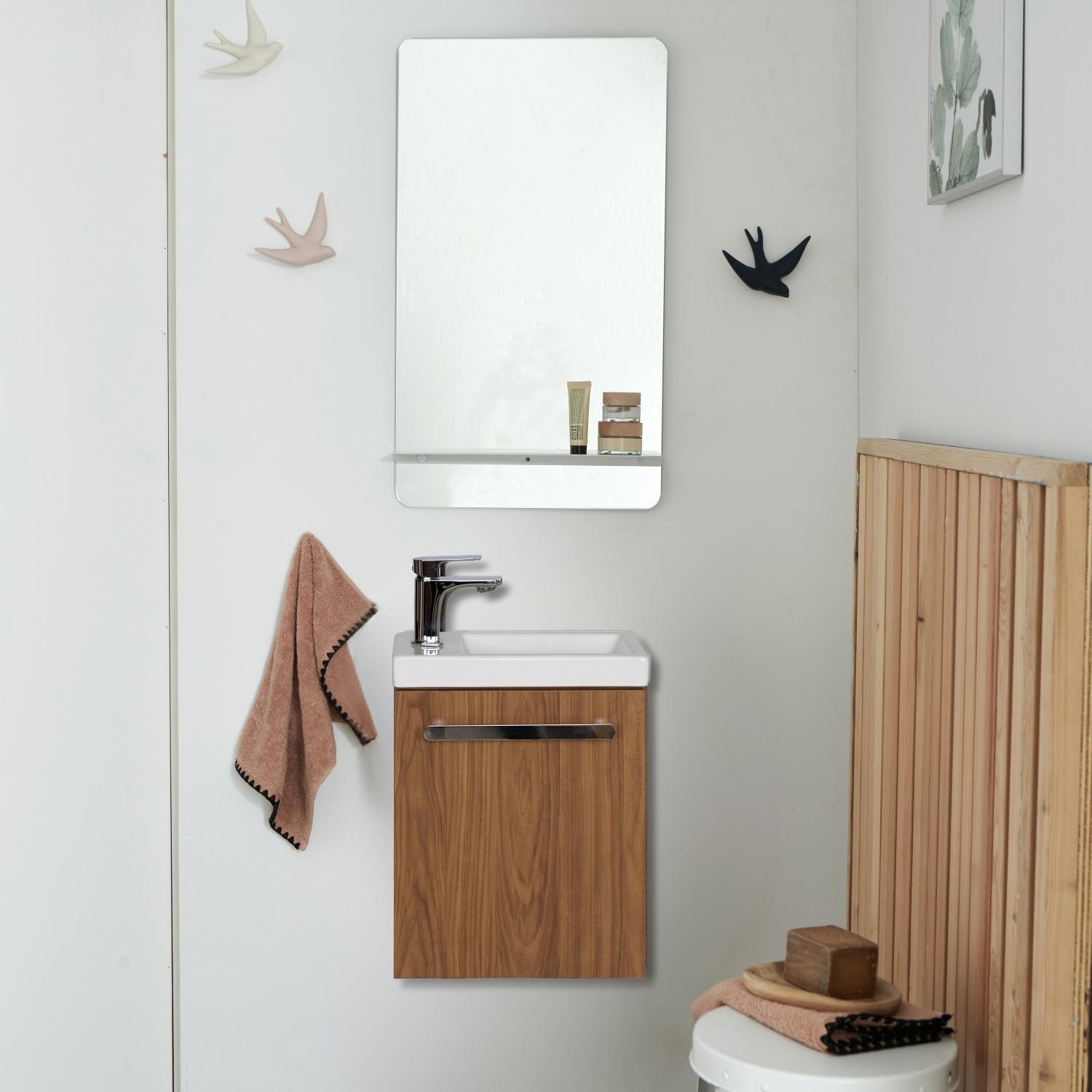 Ensemble meuble lave-mains décor chêne NEVADA avec miroir