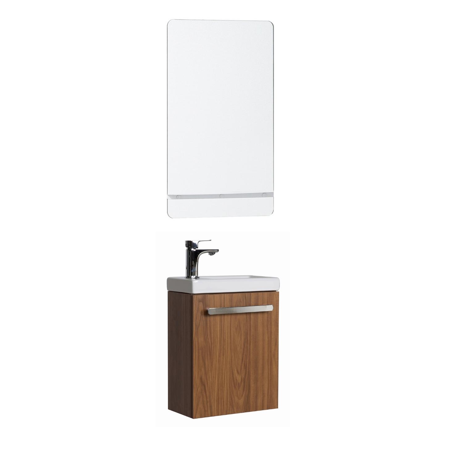 Ensemble meuble lave-mains noir carbone NEVADA + miroir + robinet chromé