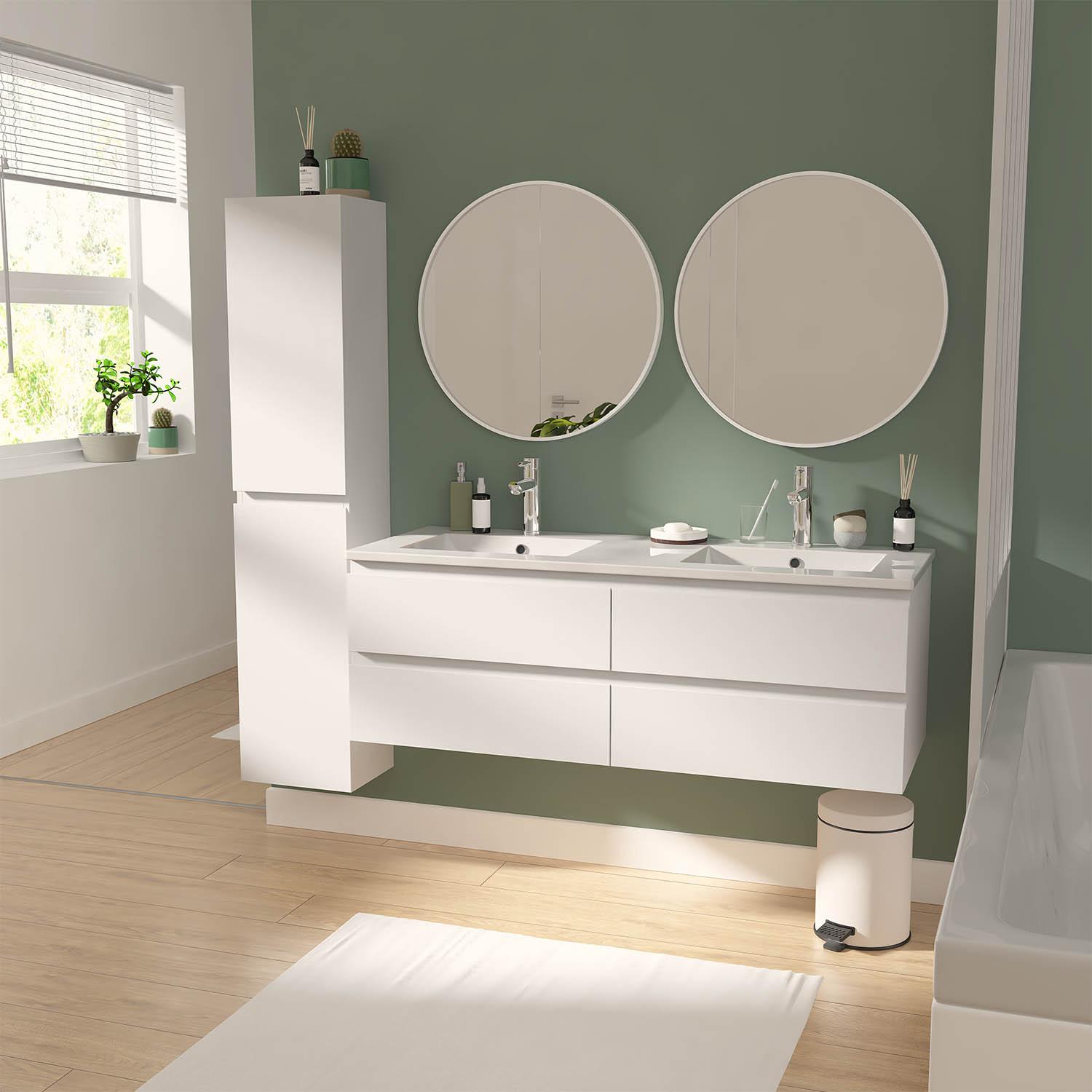 Meuble double vasque décor chêne  120cm
