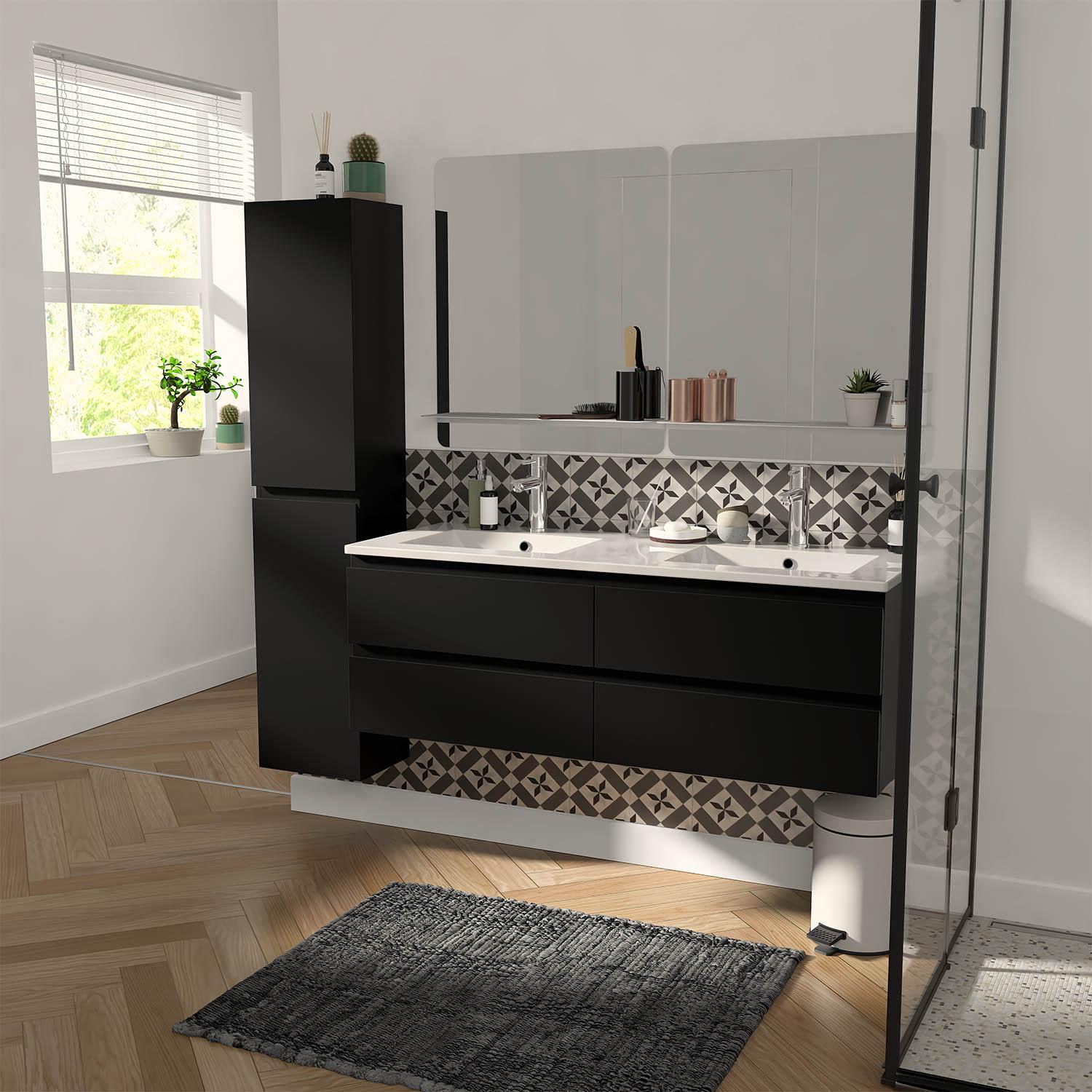 Meuble double vasque décor chêne  120cm