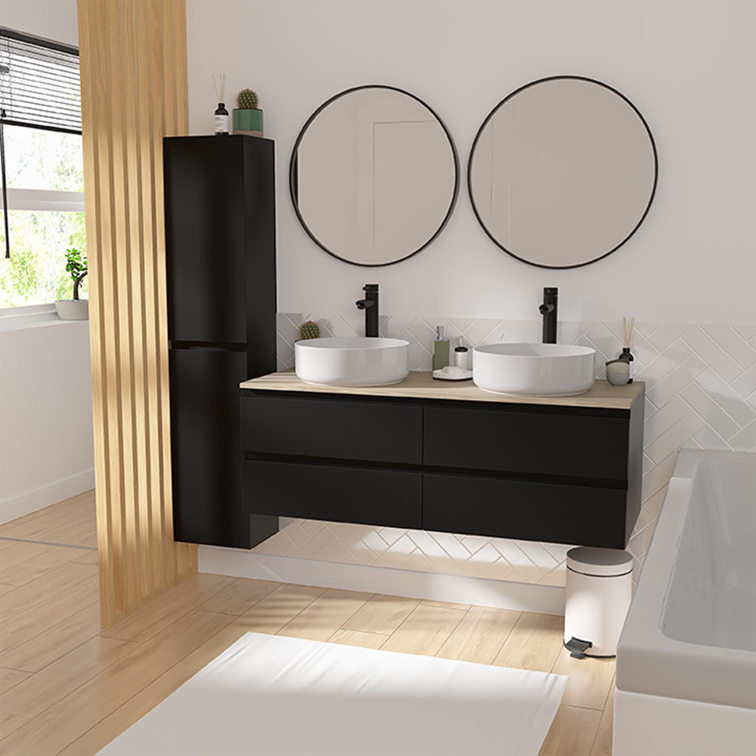 Meuble double vasque décor chêne  120cm