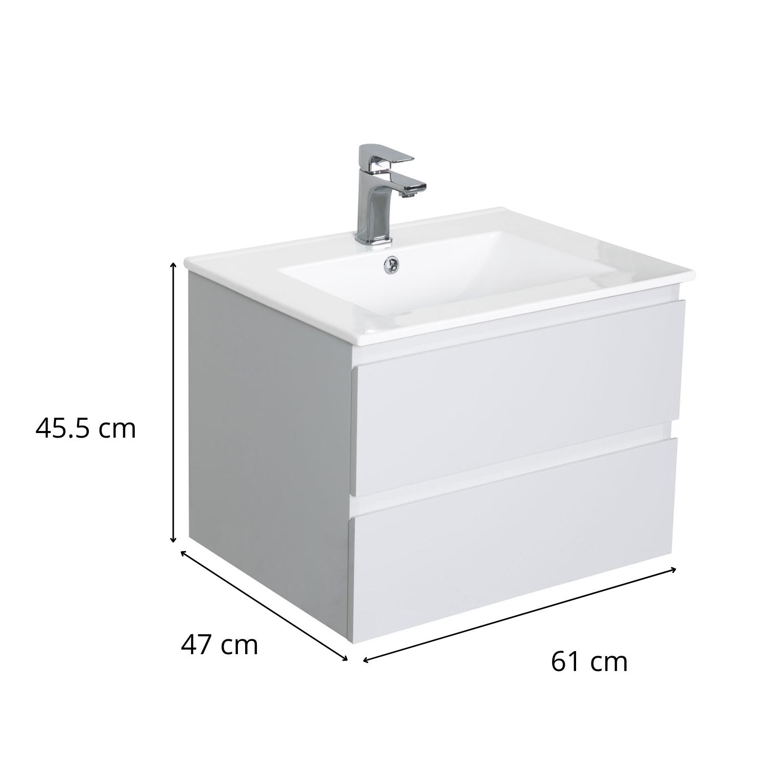 Meuble simple vasque décor chêne  60cm + vasque