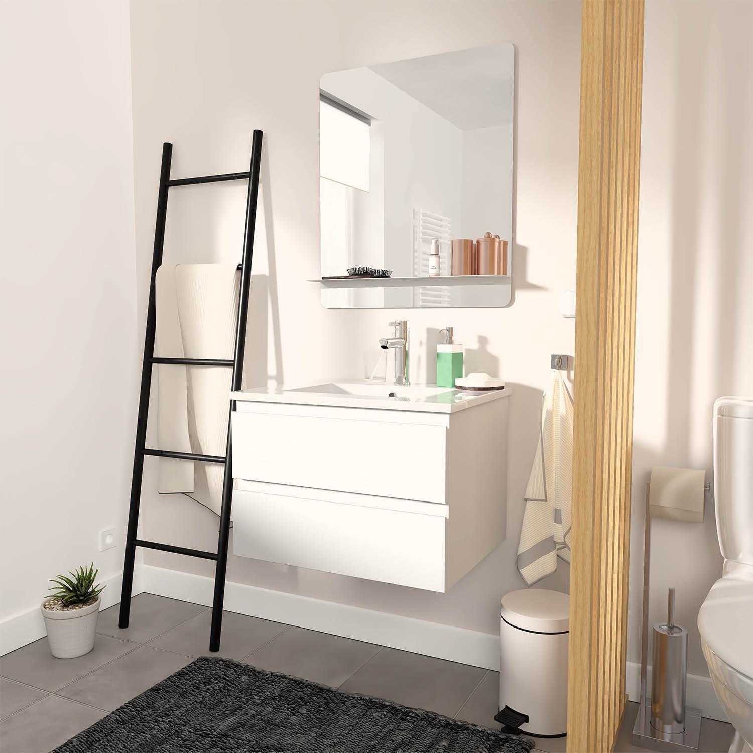 Meuble simple vasque décor chêne  60cm + vasque