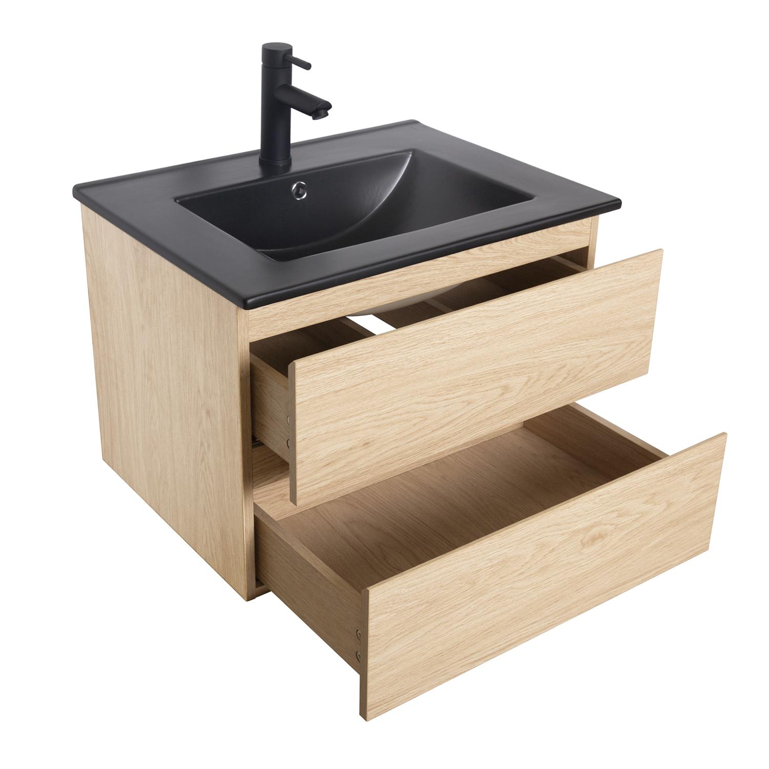 Meuble simple vasque décor chêne  60cm + vasque