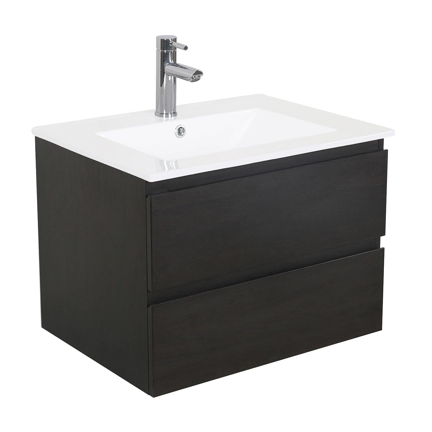 Meuble simple vasque décor chêne  60cm + vasque
