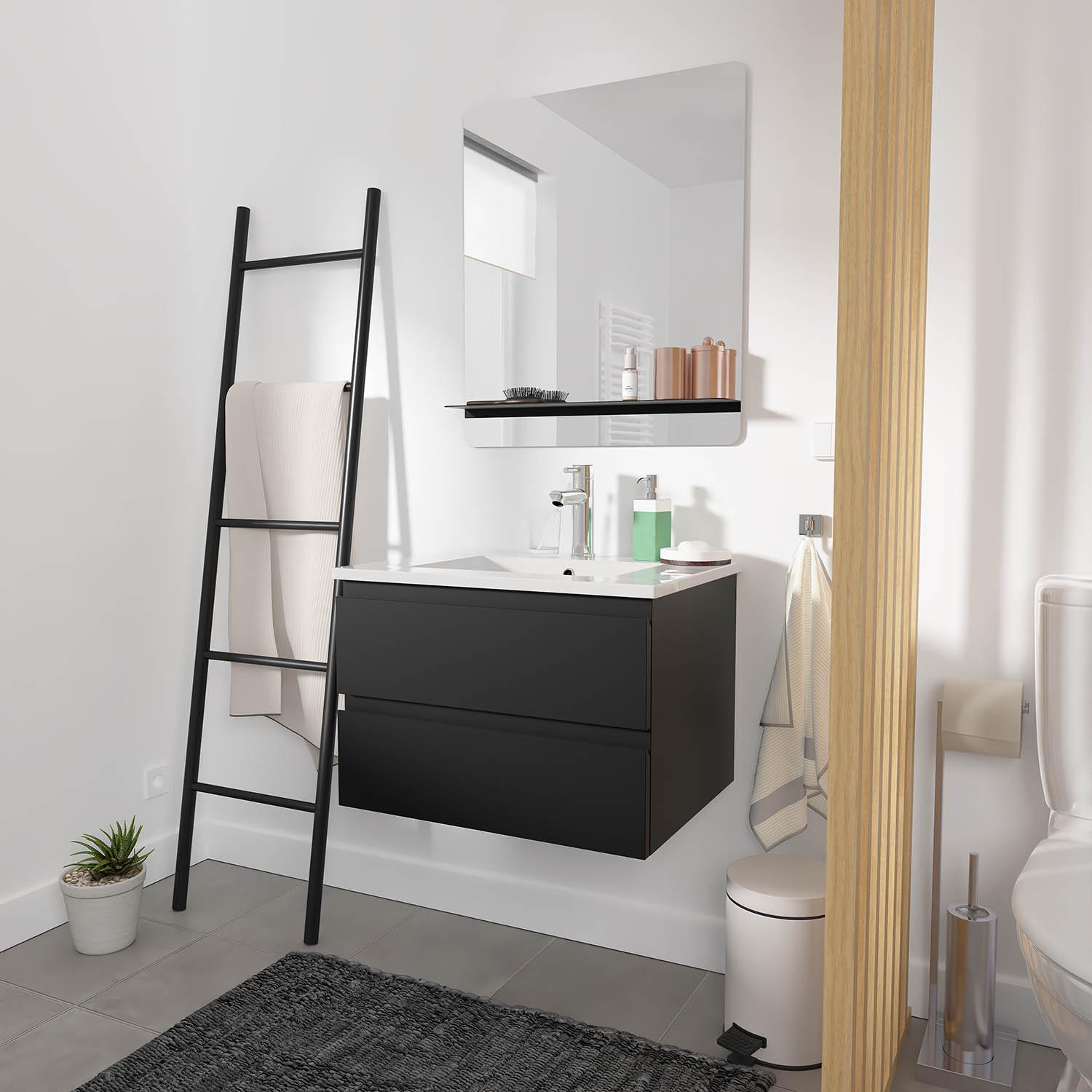 Meuble simple vasque décor chêne  60cm + vasque