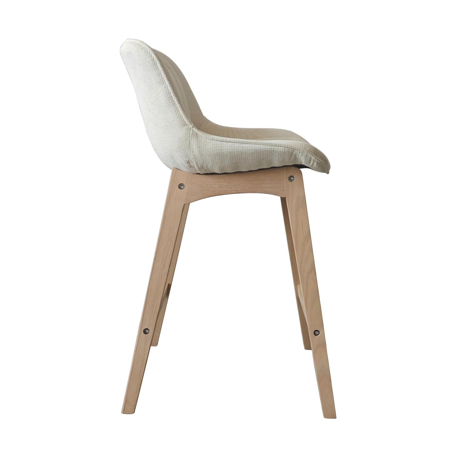 Lot de chaises d'îlot et bar en chêne et assise tissu velours côtelé 65cm