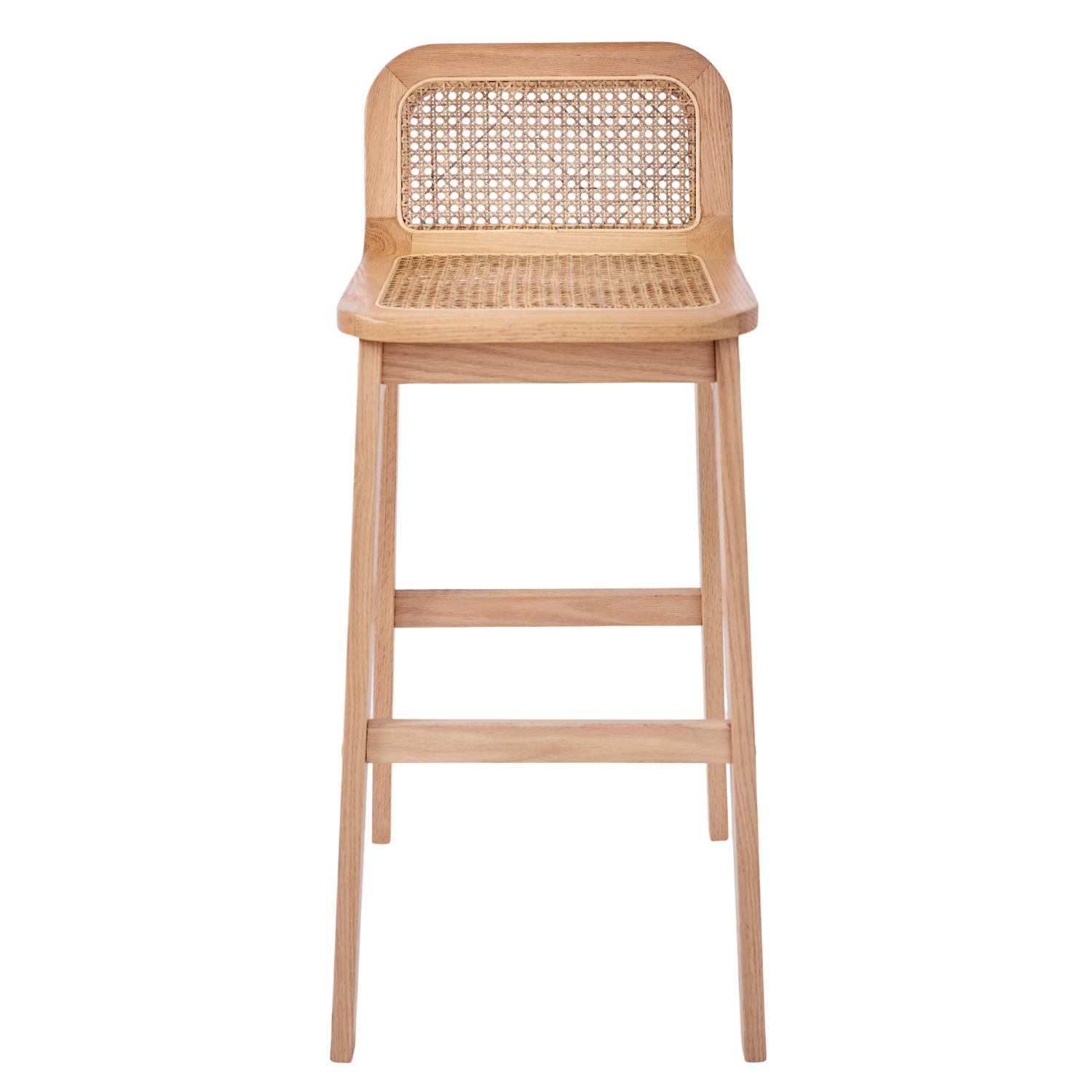 Lot de chaises d'îlot et bar en chêne et assise cannage 65cm