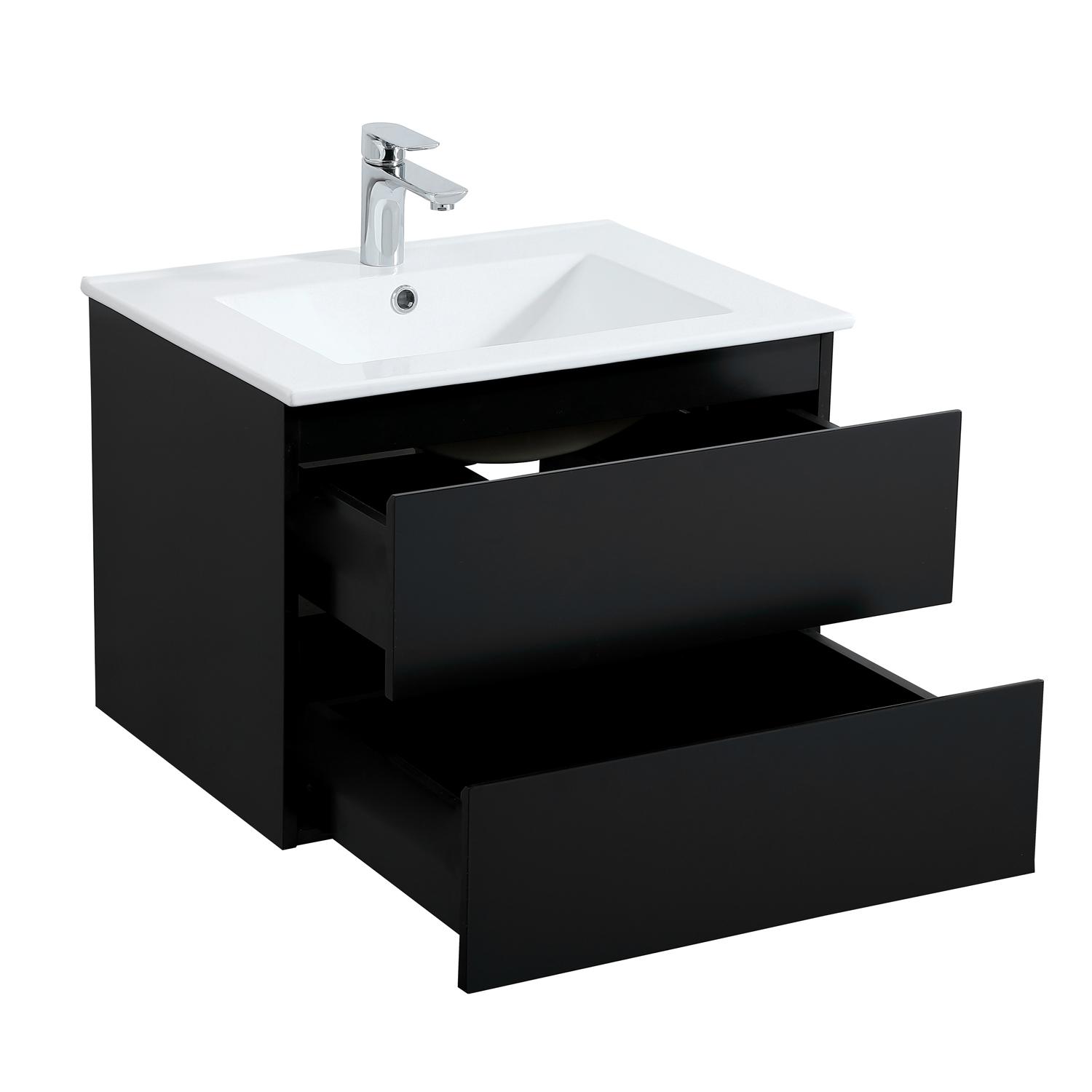 Ensemble meuble simple vasque 60 cm + robinet PIXE + miroir SORRENTO