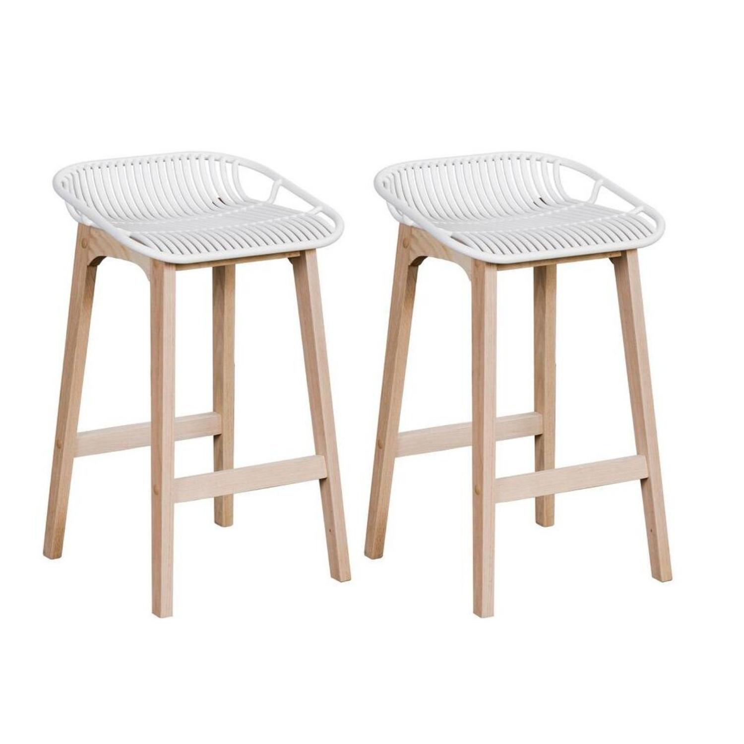 Lot de chaises d'îlot et bar en chêne et assise plastique H65cm