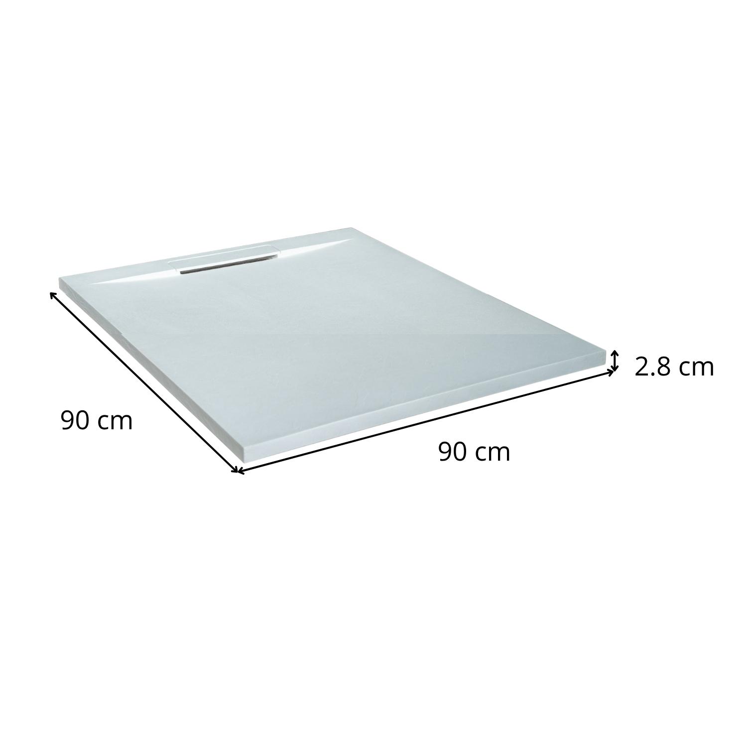 Receveur de douche aspect ardoise extra-plat blanc ONA 90x90cm