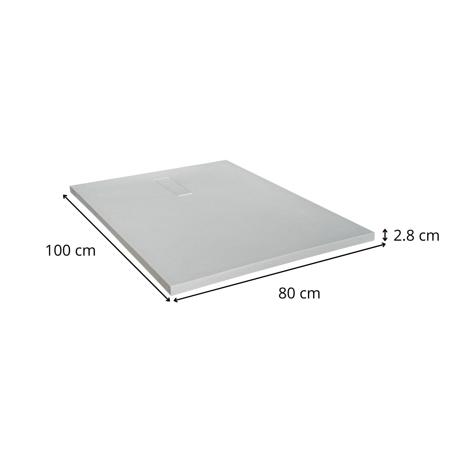 Receveur de douche aspect pierre extra-plat blanc - Bonde incluse