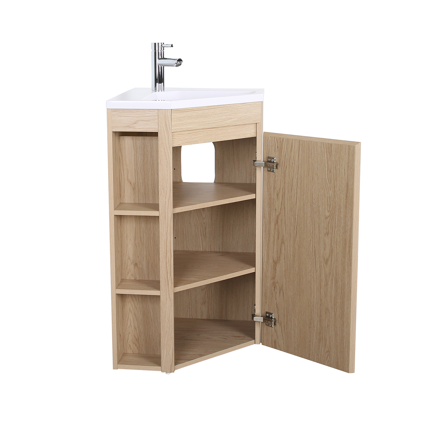 Meuble simple vasque d'angle sur pieds 45cm - avec vasque en résine
