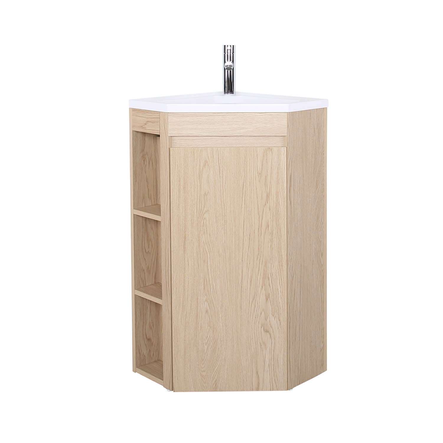 Meuble simple vasque d'angle sur pieds 45cm - avec vasque en résine