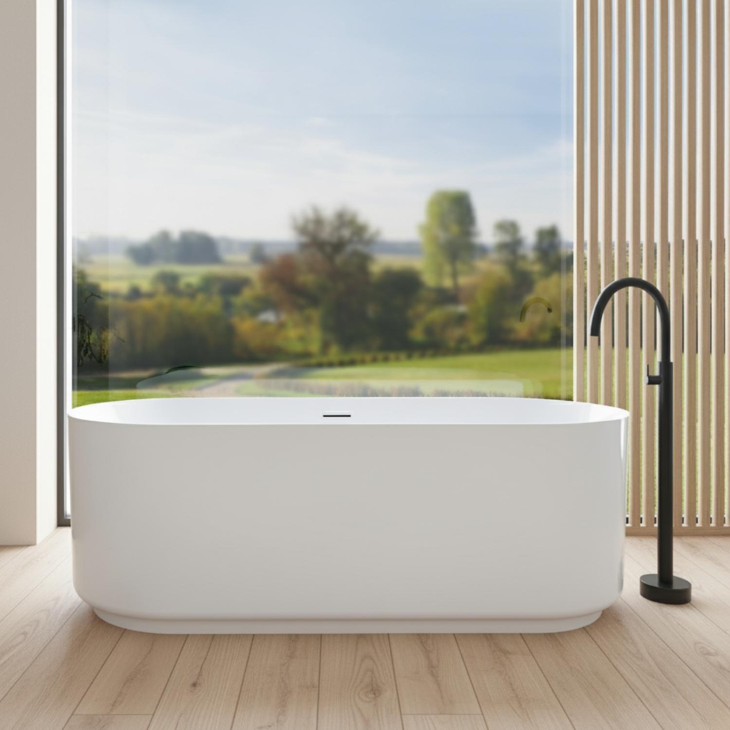 Baignoire îlot blanche 170cm en acrylique Lucite® - Livrée complète
