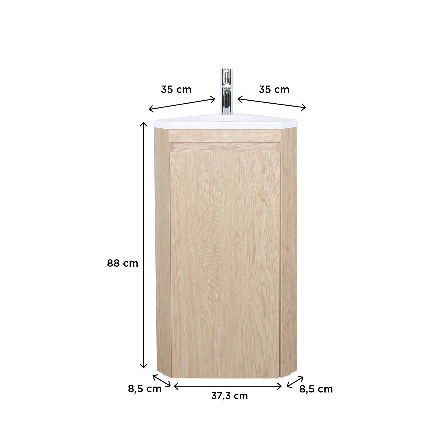 Meuble lave-mains d'angle sur pieds avec vasque en résine