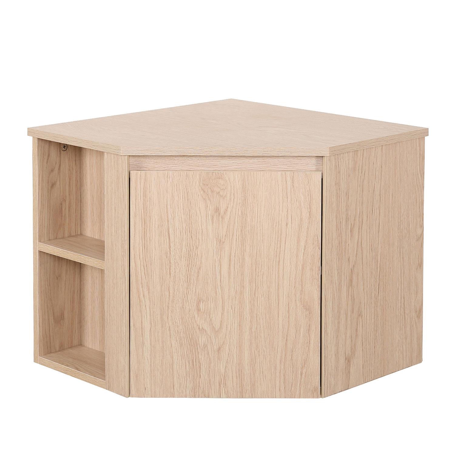 Meuble sous vasque d'angle suspendu 52cm - avec plan vasque décor chêne