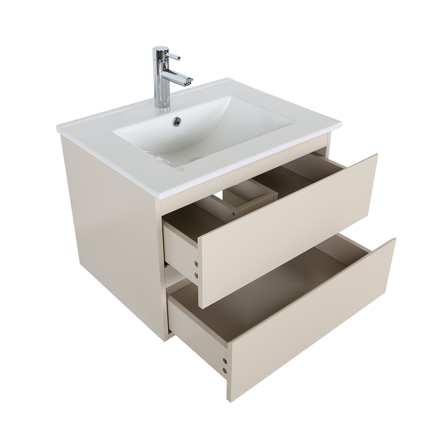 Meuble simple vasque suspendu 60cm - avec plan vasque céramique