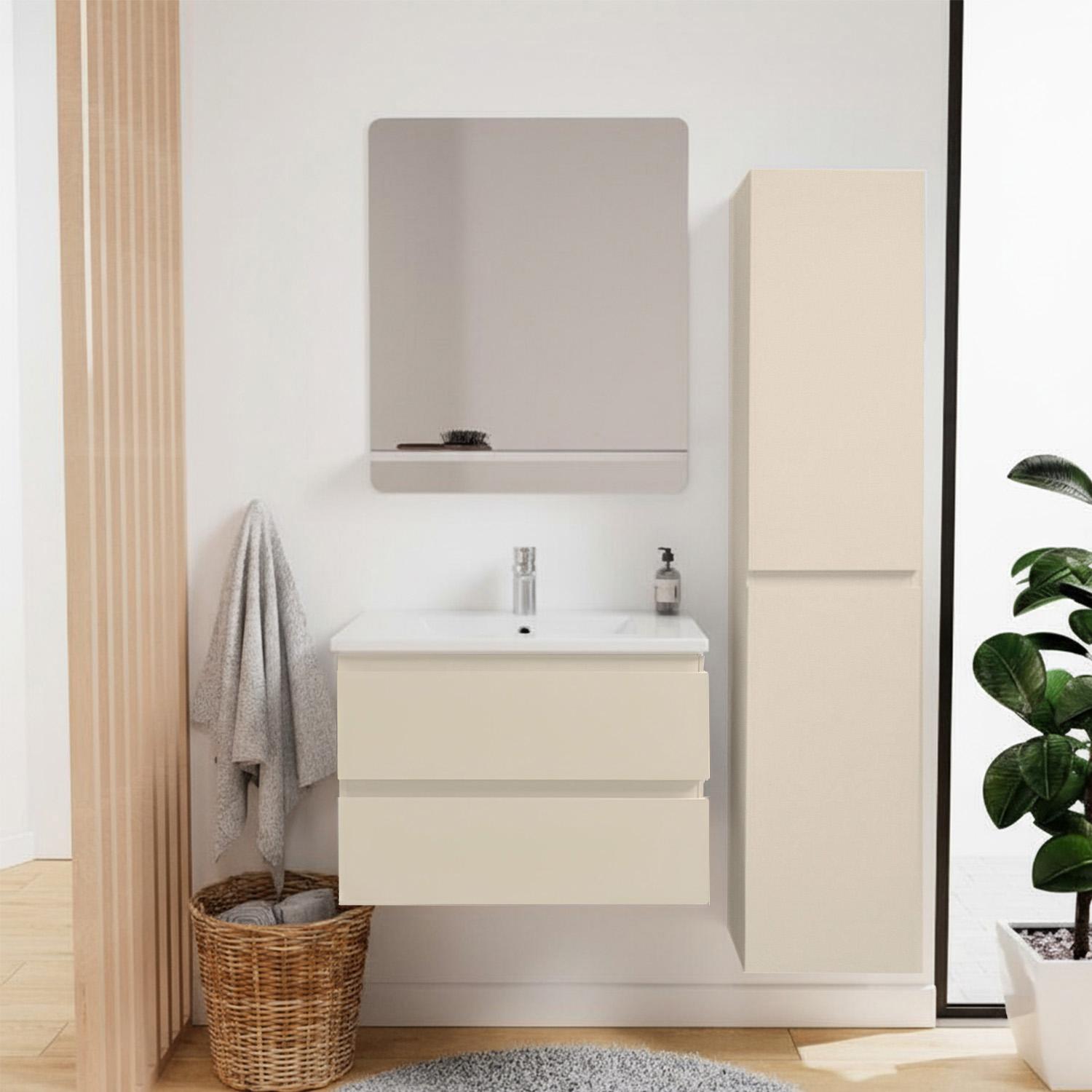 Meuble simple vasque suspendu 60cm - avec plan vasque céramique