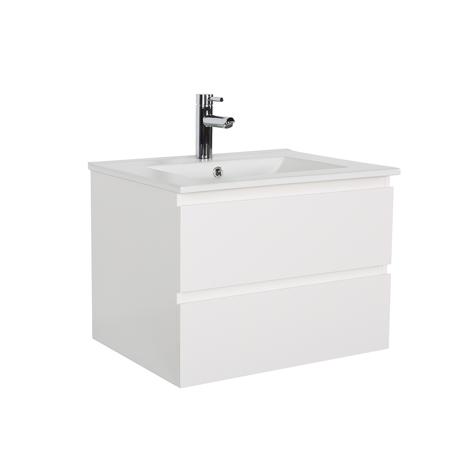 Meuble simple vasque suspendu 60cm - avec plan vasque céramique